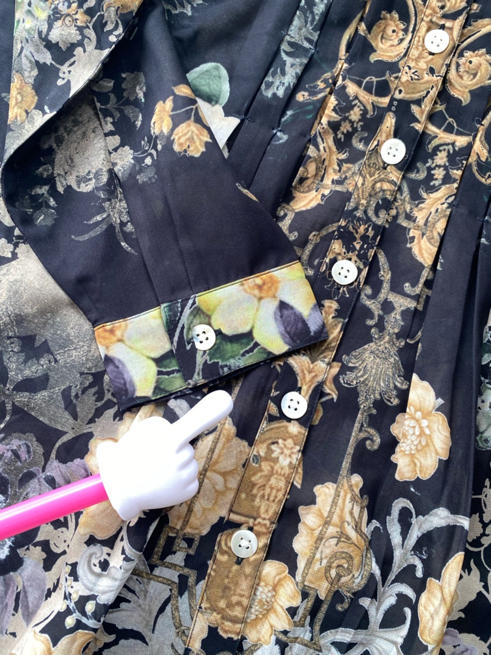 Soft Surroundings 1X Mixed Print Baroque Floral Pintuck Tunic Blouse Fall 2025 - Picture 9 of 9